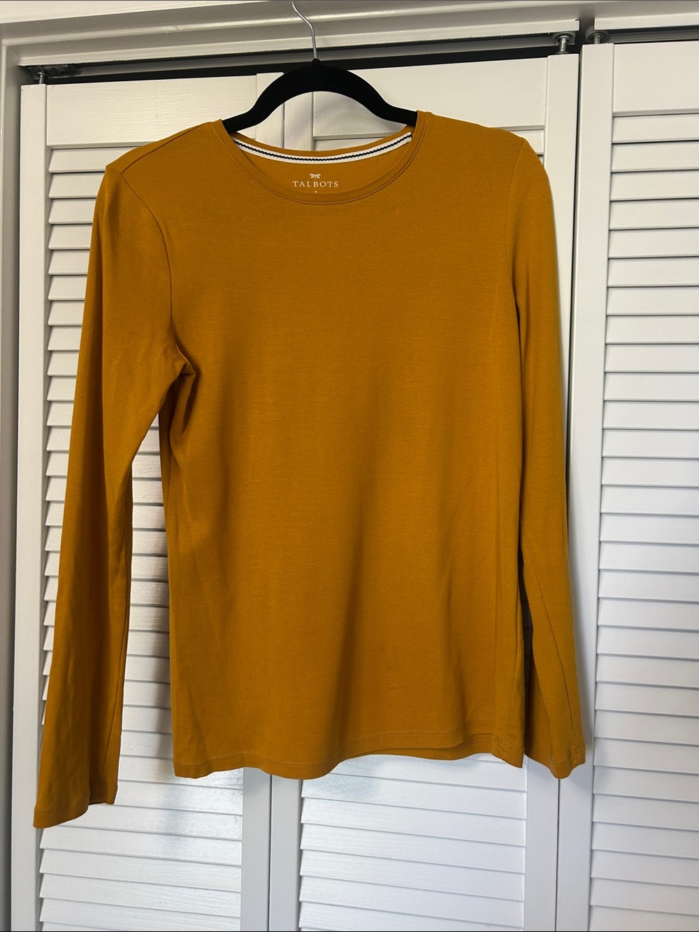 Talbots Long-Sleeve Crewneck Top in Golden Mustard